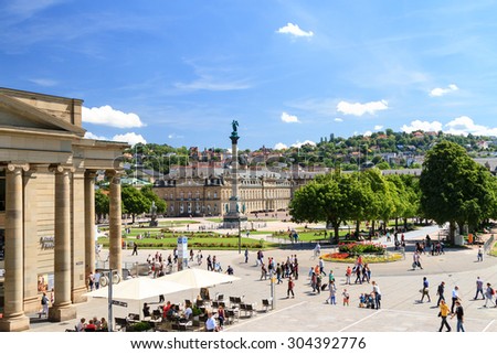 STUTTGART, GERMANY - August 7, 2015: Newest surveys showed that the main shopping street  Koenigstrasse  lost part of its attractiveness for customers because of recently opened new shopping malls.