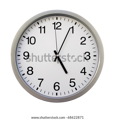 Five O'Clock On The White Wall Clocks (Isolated) Stock Photo 68622871 ...