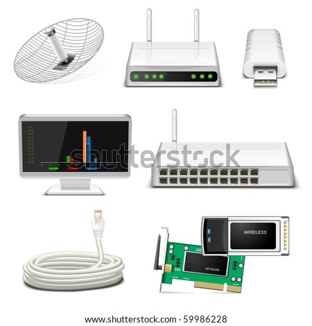 network hardware icon set