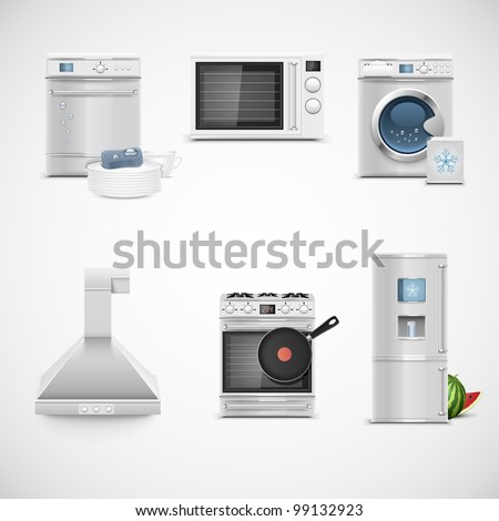 kitchen technique vector icon set