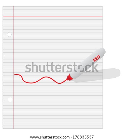 Lined Paper with a Red Wavy Line