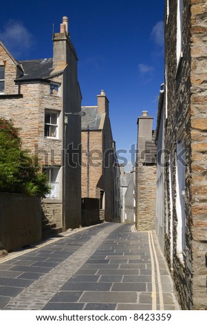 The main street in Stromness, Orkney's second town