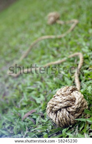 Manila rope monkey fist on grass