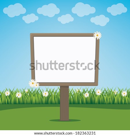 blank sign board lawn landscape sky background