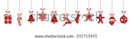 christmas ornaments hanging red isolated background Stock foto © 