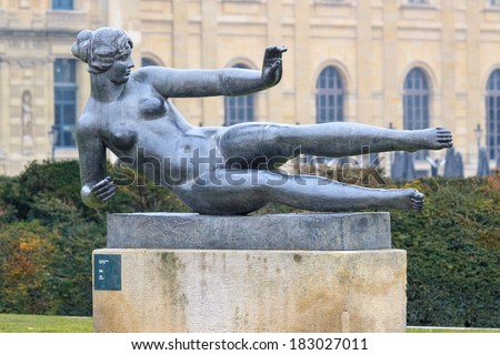PARIS/FRANCE - MAR 30,2013: Maillol Aristide, bronze sculpture Air in Tuileries park
