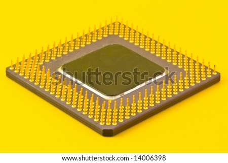 CPU isolated on yellow background