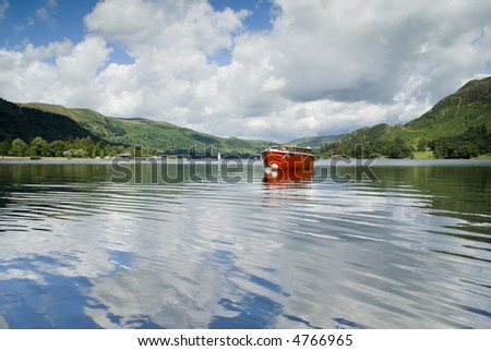 Boat on Lake Windermere England - landscape orientation