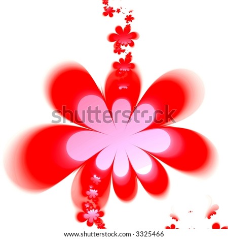 Abstract red flower isolated on white background
