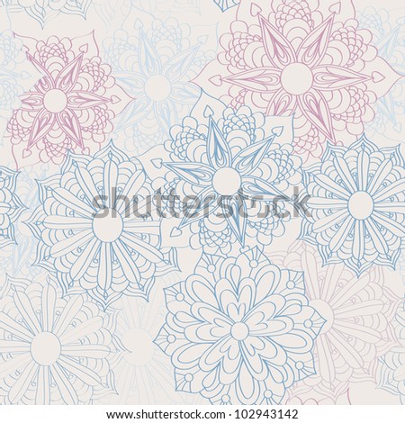 pencil drawing with flowers in pastel colors and vector version as a seamless pattern you can have from this portfolio