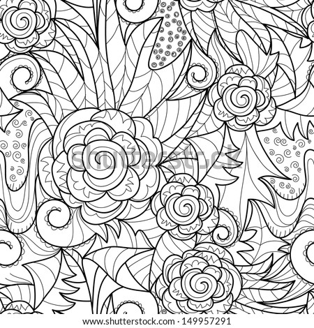 black and white floral drawing