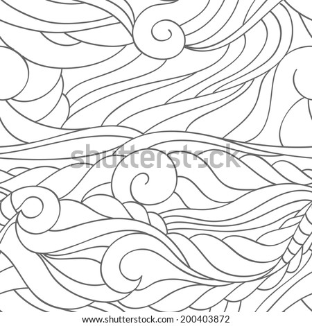 Vector seamless abstract pattern. White and black background. Hand ...