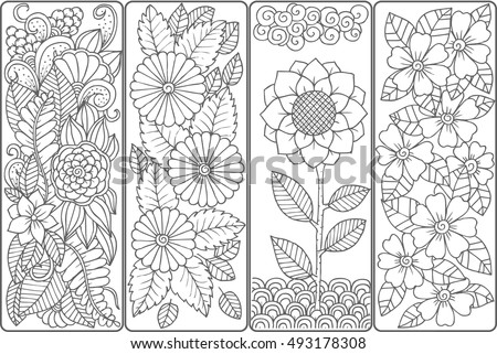 Printable flower adult coloring bookmarks Mandala Coloring bookmarks Flower coloring page Spring flower Floral coloring bookmarks