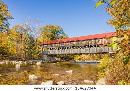 Covered Bridge and Fall Colors in New Hampshire