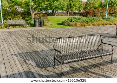 Metal Bench on a Boardwalk