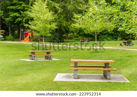 Recreation area with picnic tables