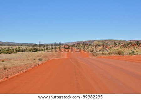 A Rugged Road in the Australian Outback and a Beautiful Blue Sky