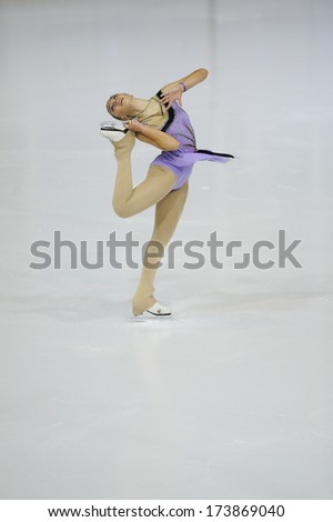 BELGRADE - JANUARY 24: Turkey\'s Selin Hafizoglu performs her short program at Europa Cup figure ice skating competition \