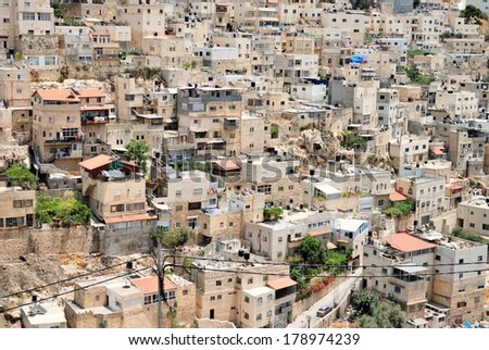 Poor Arab village next to the Old City of Jerusalem in Israel