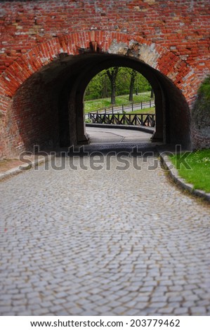 Old brick wall gate at Petrovaradin fortress, Novi Sad