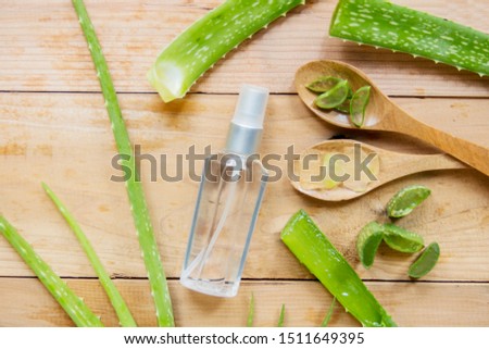 Image, Stock Photo Aloe vera spray and serum showing natural and eco-friendly beauty and body care product mockup