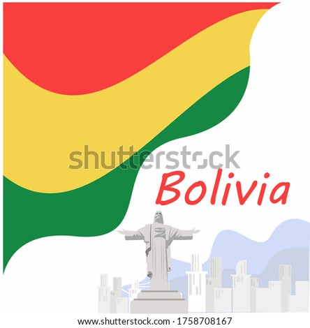 Bolivian landmark vector concept: Christ of Peace statue at the corner