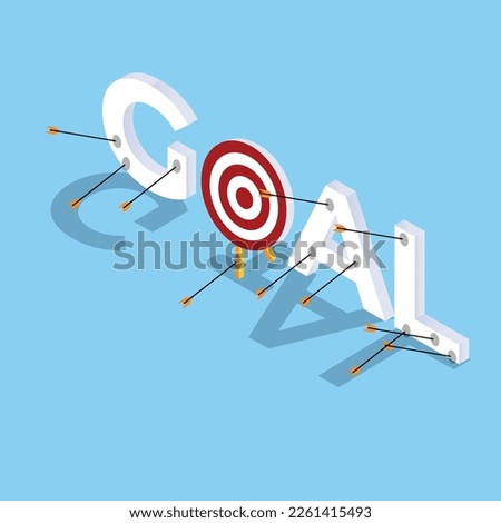 Miss target, goals vector success business strategy 3d isometric vector illustration concept for banner, website, landing page, ads, flyer template