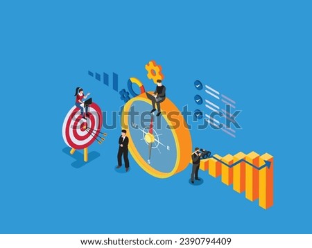 Business company direction to achieve goal isometric 3d vector illustration concept