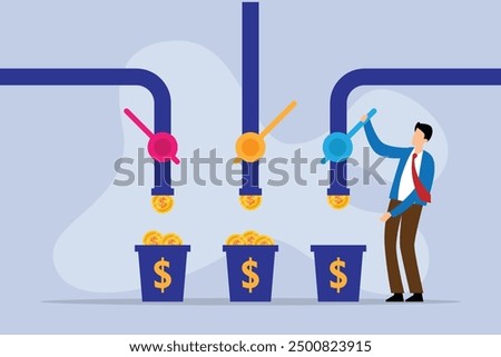 Multiple income streams from passive incomes or revenue from invest in multi assets 2d flat vector illustration