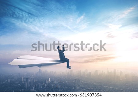 Similar – Image, Stock Photo Man flying through the air with an umbrella