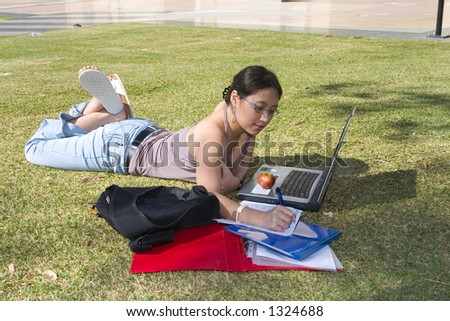 Studying outside at summer