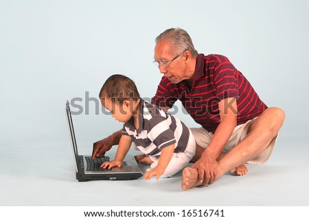 Learn how to use a laptop computer with grandpa