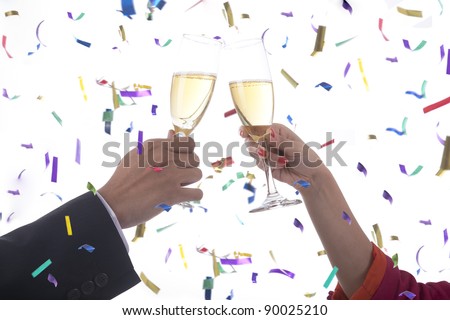 Business people cheering celebrating new year