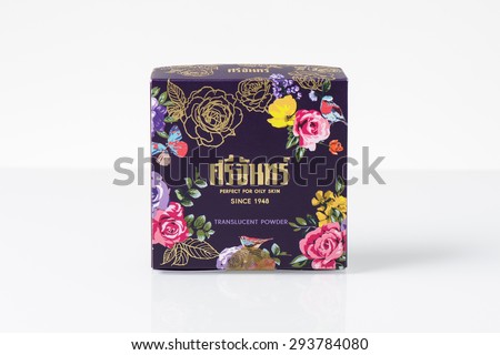 BANGKOK, THAILAND - JULY 06, 2015: Box of SRICHAND TRANSLUCENT POWDER isolated on white background. Srichand is cosmetics brand from Thailand.