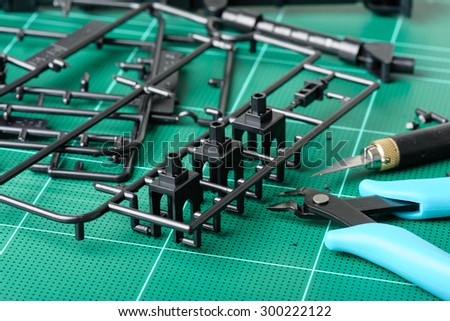 closeup sprue or injection molding of toy