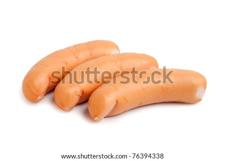 Three sausage isolated on a white background