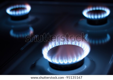 Gas burner in the kitchen oven