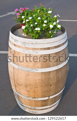 Flower decorated on the oak barrels