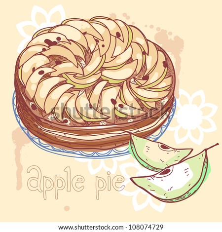 Vector Hand-Drawn Illustration Of A Delicious Apple Pie - 108074729 ...