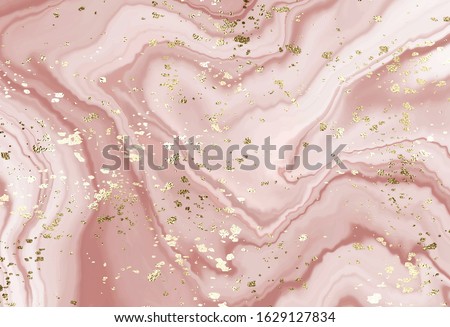 Liquid marble canvas abstract painting background with gold splatter texture. 