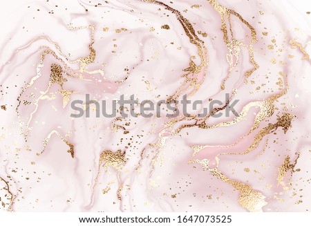 Liquid marble painting background design with gold glitter dust texture.