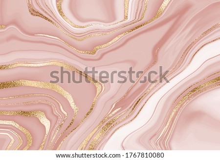 Liquid marble design abstract painting background with gold splash texture.
