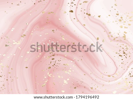 Liquid marble canvas abstract painting print with gold dust texture. 