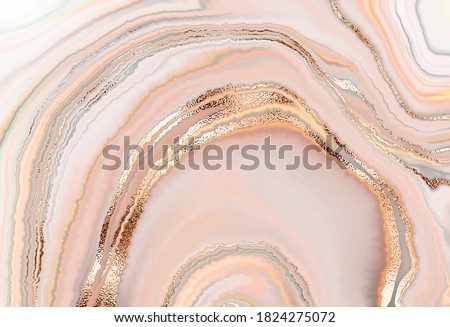 Agate slice canvas abstract painting background with gold stripe texture. 