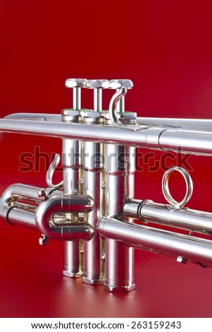 Trumpet close up well lighted in product photography studio
