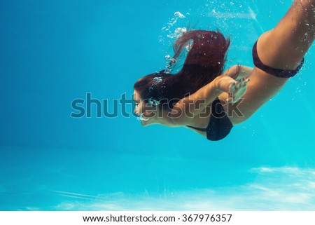 Similar – Image, Stock Photo Woman swimming in clean water