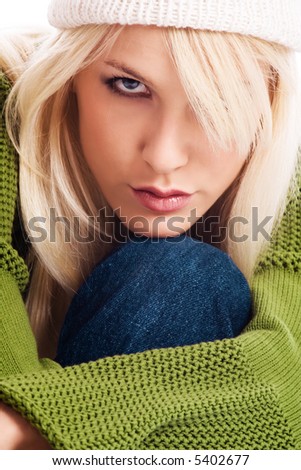 blond woman in winter clothes