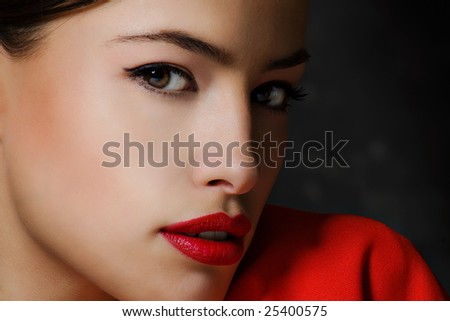 young woman portrait, dark background