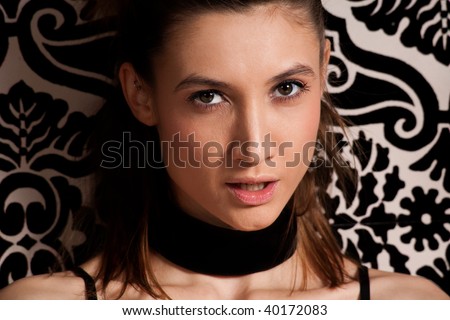 beautiful young woman portrait, indoor shot