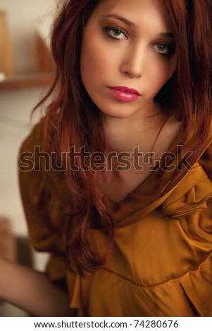 young woman portrait, indoor shot